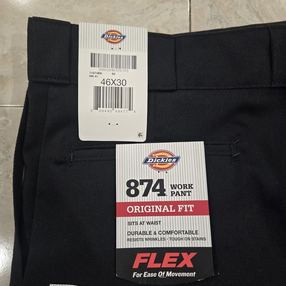 NWT Dickies 874 Flex Original Fit Mens 40x30 Black Work Pants - Picture 3 of 9